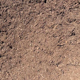 Double-shredded chocolate brown mulch